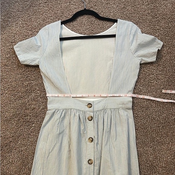 Sezane Odalie Dress US4 - EU36 White w/Light blue stripes - Picture 9 of 12